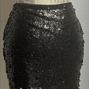 Express Shimmering Black Sequin Mini Skirt